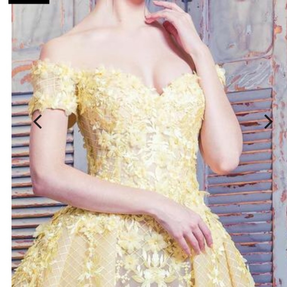 Yellow dress off the shoulder